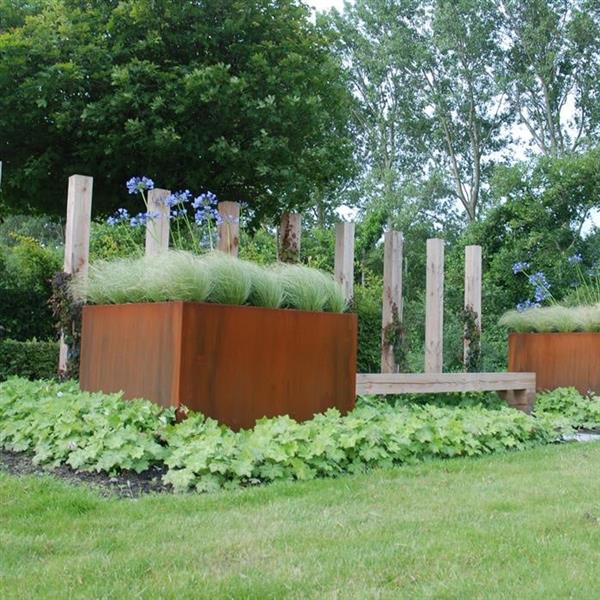 Grote foto cortenstaal akelei v5.2 plantenbak 100x100x60 cm. tuin en terras bloembakken