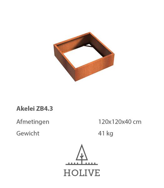 Grote foto cortenstaal akelei zb4.3 plantenbak 120x120x40 cm. tuin en terras bloembakken