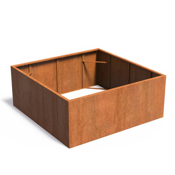 Grote foto cortenstaal aklelei zb1.1 plantenbak 200x200x80 cm. tuin en terras bloembakken