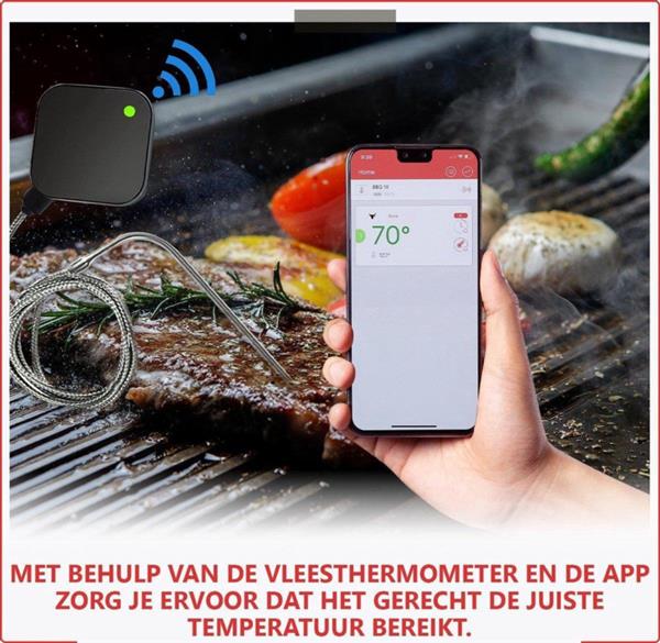 Grote foto bbq thermometer vleesthermometer oventhermometer draadloos bluetooth barbecue huis en inrichting woningdecoratie