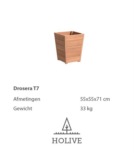 Grote foto drosera t7 hardhouten plantenbak taps 55x55x71 cm. tuin en terras bloembakken
