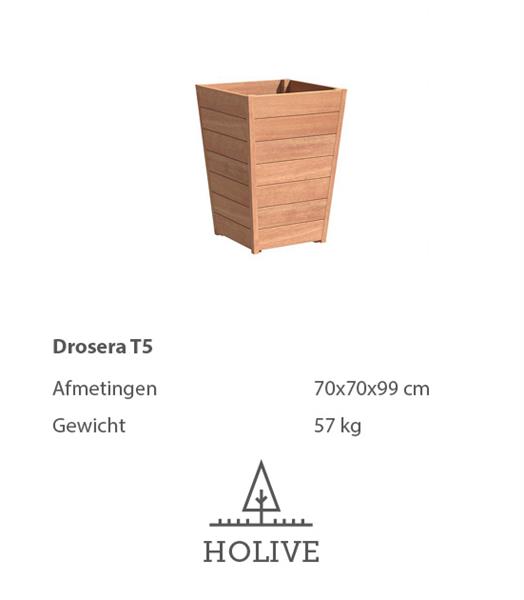 Grote foto drosera t5 hardhouten plantenbak taps 70x70x99 cm. tuin en terras bloembakken