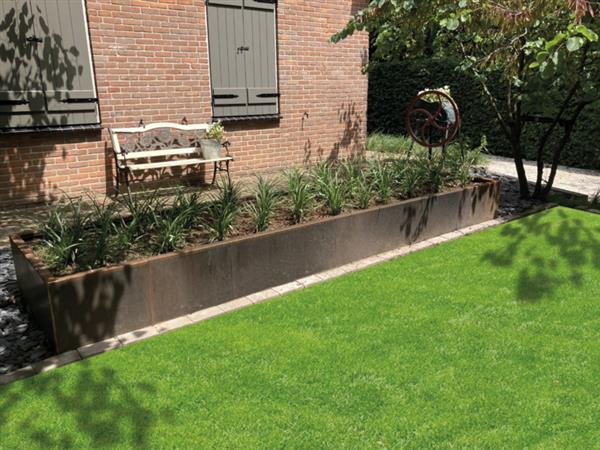 Grote foto cortenstaal plantenbak 100x400 cm. hoogte 40 cm. tuin en terras bloembakken