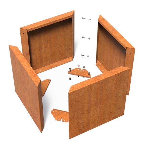 Grote foto cortenstaal connect 150x40x40cm. plantenbak in 4 delen tuin en terras bloembakken