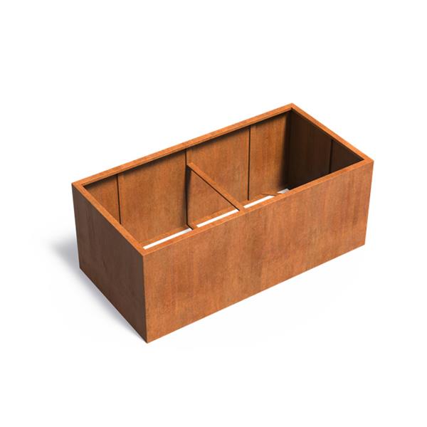 Grote foto cortenstaal akelei zb20 plantenbak 200x100x80 cm. bloembak cortenstalen tuin en terras bloembakken