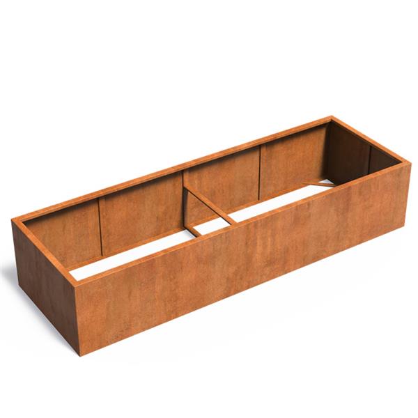 Grote foto cortenstaal carrez zb18.1 plantenbak 300x100x60 cm. bloembak cortenstalen tuin en terras bloembakken