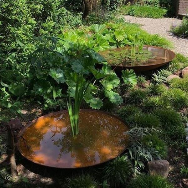 Grote foto waterschaal cortenstaal adezz wns3 stalen waterschalen doorsnede 100 cm. tuin en terras overige tuin en terras