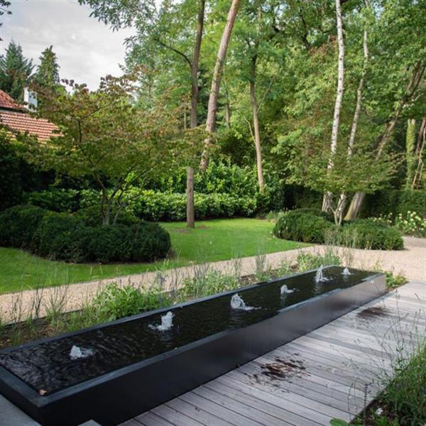 Grote foto watertafel ab3 standaard adezz met 4 fonteinen en ledverlichting afmeting 400x100x40 cm. tuin en terras overige tuin en terras