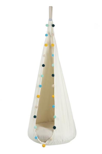 Grote foto hangnest schommel pompons kinderhangnest cocoon pompons kinderen en baby overige
