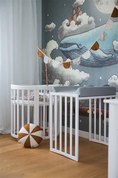 Grote foto multifunctioneel ovaal 7 in 1 babybed peuterbed incl. matras wit wit kinderen en baby complete kinderkamers