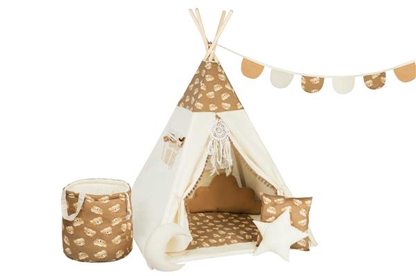 Grote foto tipi tent teddy bear xxl set 9 accessoires xxl set speelmat 4 kussens speelmand vlaggenlijn d kinderen en baby overige