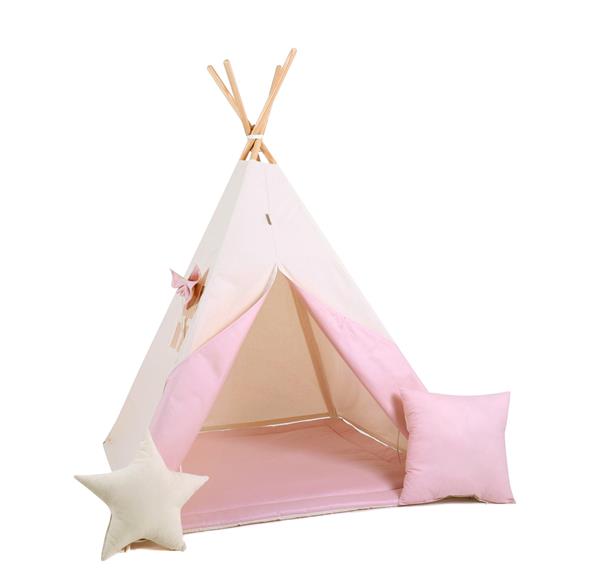 Grote foto tipi tent powder beige met accessoires roze speelmat en 2 kussens kinderen en baby overige