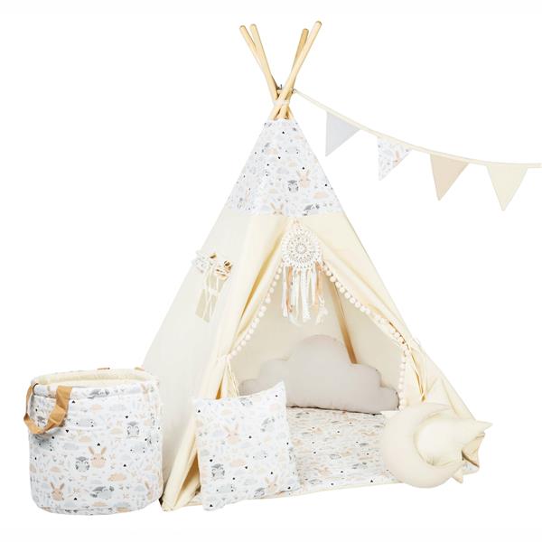 Grote foto tipi tent pastel friends xxl set tipi 4 kussens speelmat vlaggenlijn speelgoedmand hoes kinderen en baby overige