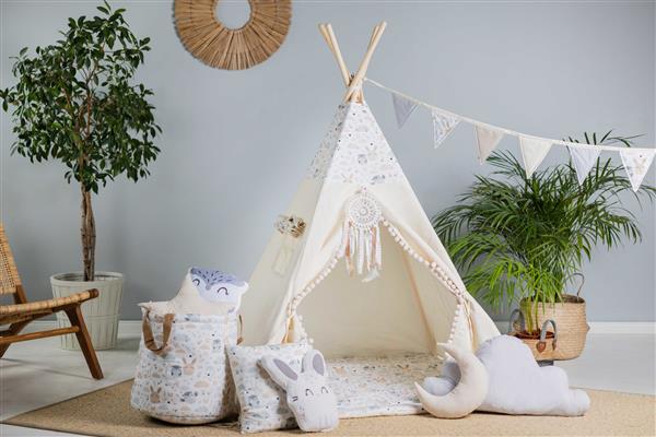 Grote foto tipi tent pastel friends xxl set tipi 4 kussens speelmat vlaggenlijn speelgoedmand hoes kinderen en baby overige