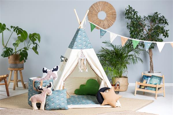 Grote foto tipi tent eland xxl set speelmat kussens vlaggenlijn dreamcatcher speelgoedmand hoes tipi 4 kinderen en baby overige