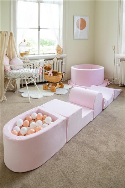 Grote foto klimparcour soft velvet light pink foam speelset speelset 5 elementen incl mini ballenbad en 100 kinderen en baby overige