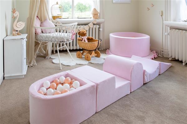 Grote foto klimparcour soft velvet light pink foam speelset speelset 5 elementen incl mini ballenbad en 100 kinderen en baby overige