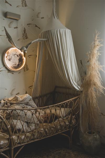 Grote foto houten decolamp moon moon 40cm kinderen en baby complete kinderkamers