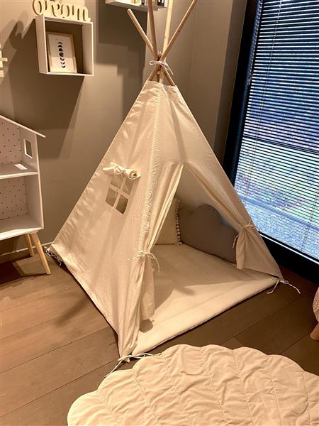 Grote foto tipi tent beige met speelmat en 2 kussens tipi 2 kussens en mat kinderen en baby overige