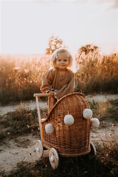 Grote foto poppenwagen loopwagen naturel naturel kinderen en baby poppen