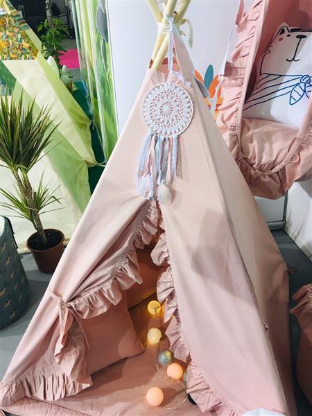 Grote foto tipi tent pink met volants en accessoires tipi 2 kussens mat kinderen en baby overige