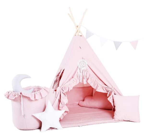 Grote foto tipi tent pink met volants en accessoires tipi 2 kussens mat kinderen en baby overige