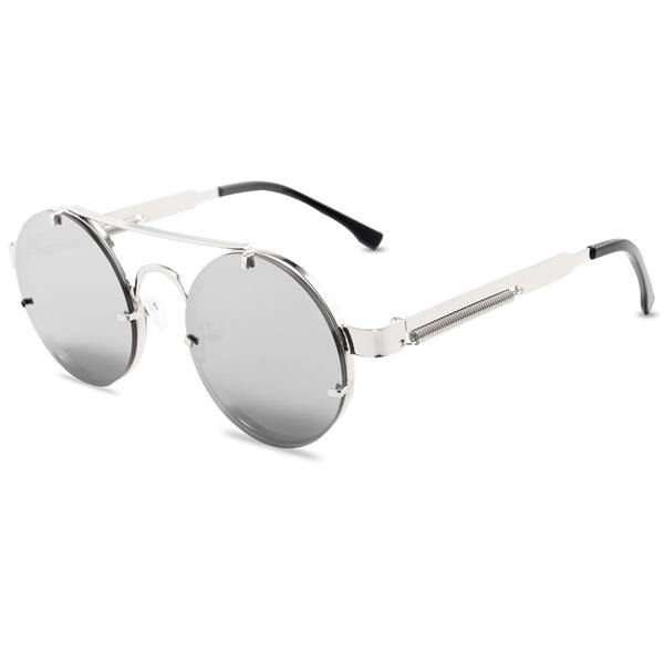 Grote foto classic gothic steampunk sunglasses unisex retro round metal frame glasses uv400 kleding dames sieraden