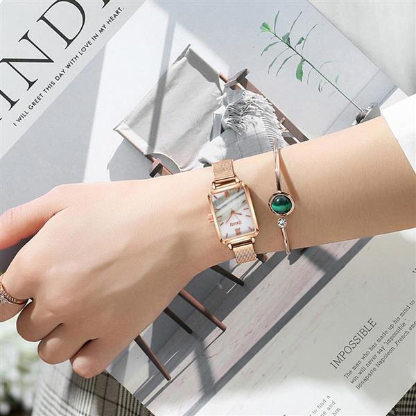 Grote foto luxe vierkant horloge voor dames leren armband met quartz wijzerplaat kleding dames horloges