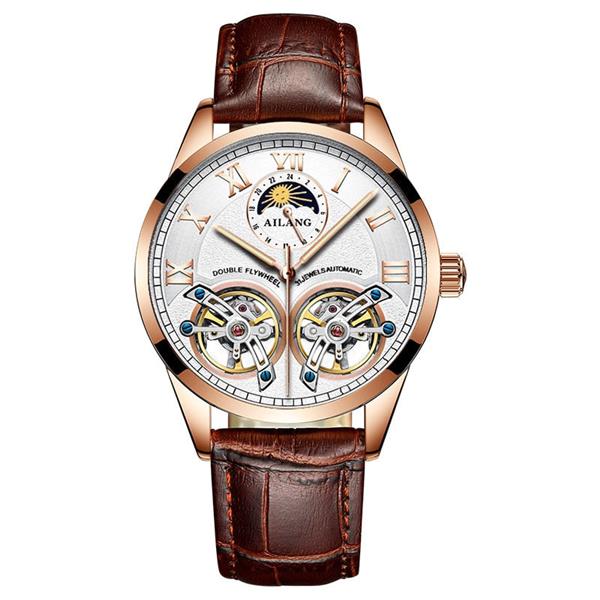 Grote foto luxury watch for men double flywheel mechanical clock kleding dames horloges