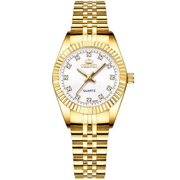Grote foto luxe gouden horloge voor dames strass quartz horloge waterdicht polshorloge kleding dames horloges