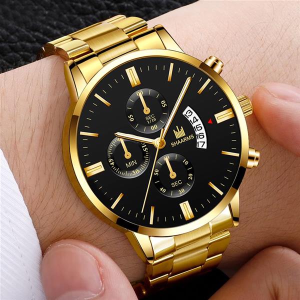 Grote foto luxe zakelijk horloge voor heren quartz roestvrijstalen band datumkalender met 3 subdials kleding dames horloges