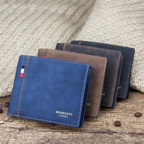 Grote foto vintage denim billfold portemonnee voor heren luxe slanke geld creditcard clip houder portemonnee kleding dames sieraden