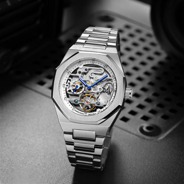 Grote foto mechanische roestvrijstalen luxe horlogemode voor heren zakelijk polshorloge kleding dames horloges