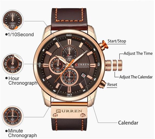 Grote foto luxe horloge voor heren met leren band quartz sportchronograaf polshorloge klok kleding dames horloges