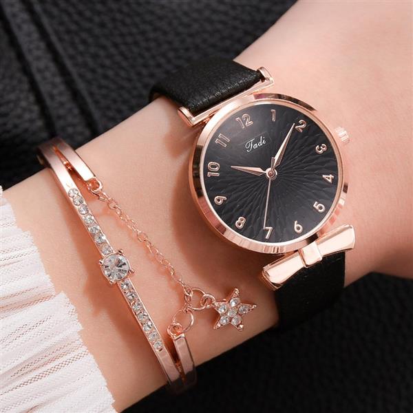 Grote foto luxe horloge met armband voor dames quartz horloge magnetisch leren band kleding dames horloges