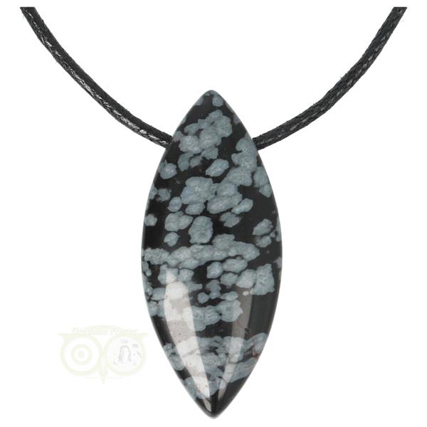 Grote foto sneeuwvlok obsidiaan ovaal edelsteen hanger nr 9 verzamelen overige verzamelingen
