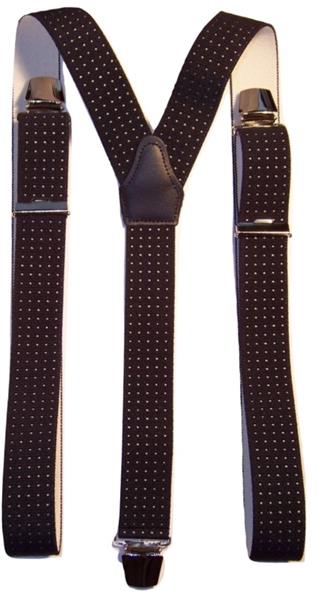 Grote foto donkerblauwe bretels met witte stip en extra sterke clips kleding dames riemen