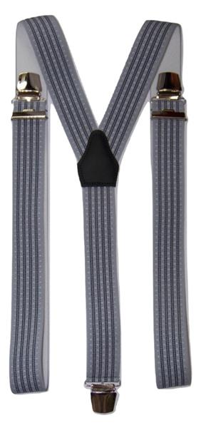 Grote foto lichtblauwe bretels met donkerblauwe streep en extra sterke brede clips kleding dames riemen