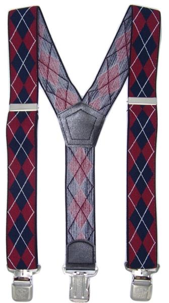 Grote foto blauw rood wit ruit motief bretels met de sterkste stalen clips kleding dames riemen