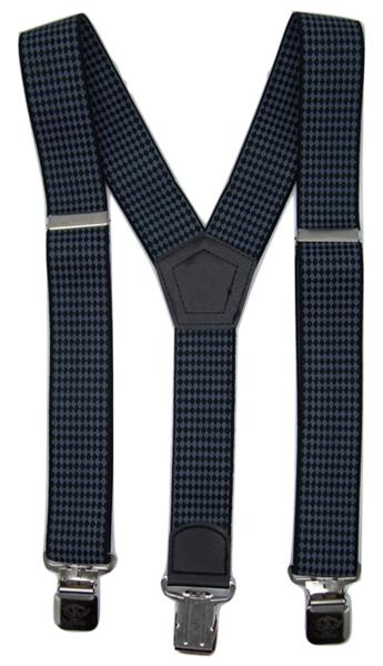 Grote foto zwart grijs geruite bretels met de sterkste stalen clips kleding dames riemen