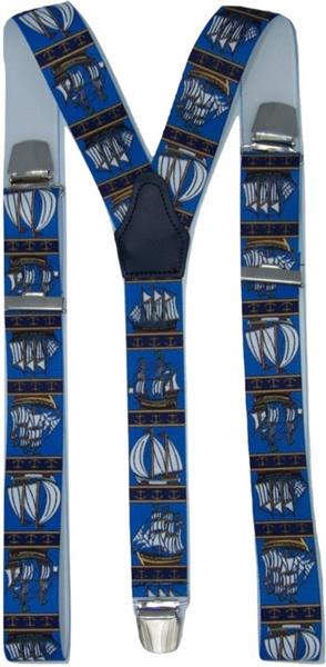 Grote foto bretels zeilschip blauw met extra sterke clips kleding dames riemen