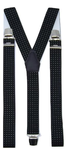 Grote foto zwarte bretels met witte stip en extra sterke clips kleding dames riemen