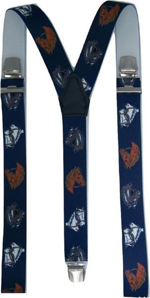 Grote foto bretels paarden donkerblauw met extra sterke clips kleding dames riemen