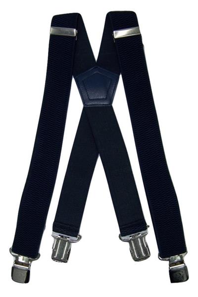 Grote foto donkerblauwe heavy duty bretels met 4 extra sterke stalen clips kleding dames riemen