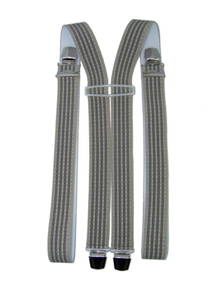 Grote foto beige met donkerblauwe streep bretels met 4 extra sterke clips kleding dames riemen