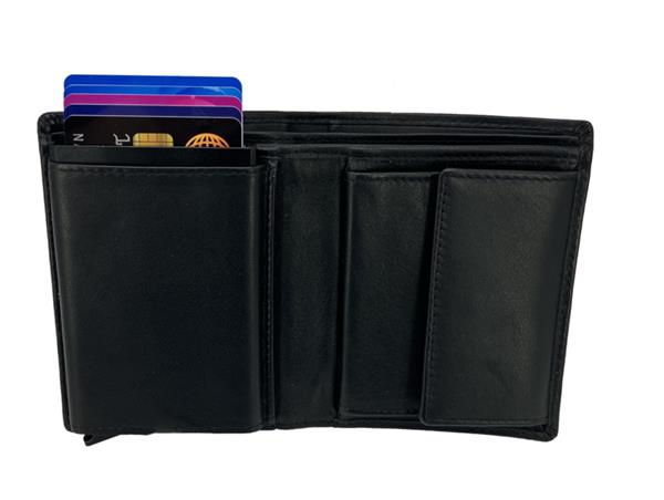 Grote foto dd zwart leren portemonnee met figuretta cardprotector met kleingeldvak kleding dames sieraden