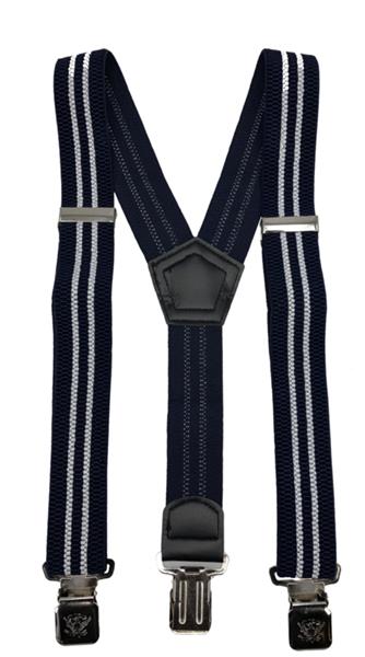 Grote foto donkerblauw met dubbele witte streep met de sterkste stalen clips kleding dames riemen