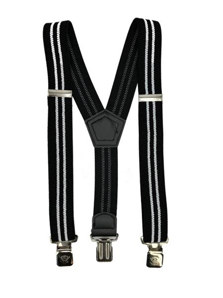 Grote foto zwart met dubbele witte streep met de sterkste stalen clips kleding dames riemen