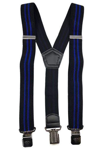 Grote foto zwart met dubbele blauwe streep met de sterkste stalen clips kleding dames riemen