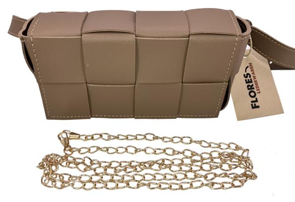 Grote foto heuptas model checkers taupe sieraden tassen en uiterlijk schoudertassen